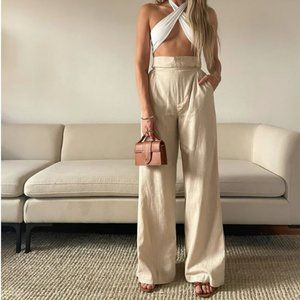 NWT Black Wide Leg Linen Pants- Size S